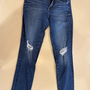 GAP Women's Distressed Dark Blue Skinny Jeans